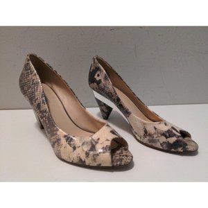 Nine West Shoes 8 Snakeskin Embossed Peep-Toe Cone Heel Metallic Minimal Wear